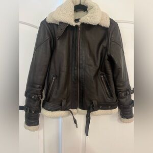Leather Shearling biker jacket